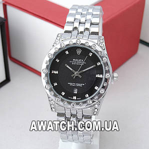 Жіночий кварцевий наручний годинник Rolex A102-2 / Ролекс на металевому браслеті сріблястого кольору