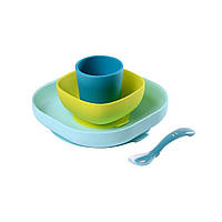 Beaba - Набор силиконовой посуды 4 предмета, blue