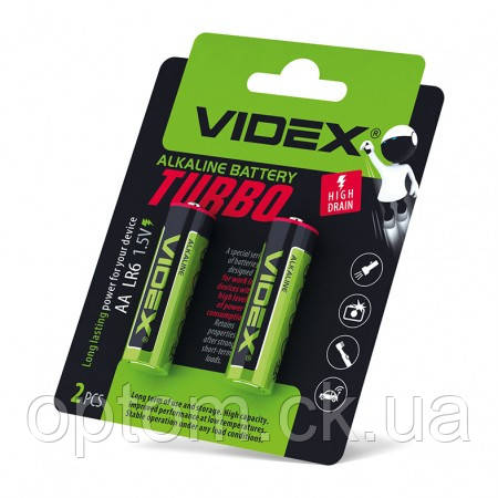 Батарейка Videx LR6 (AA) Turbo blister 2pcs