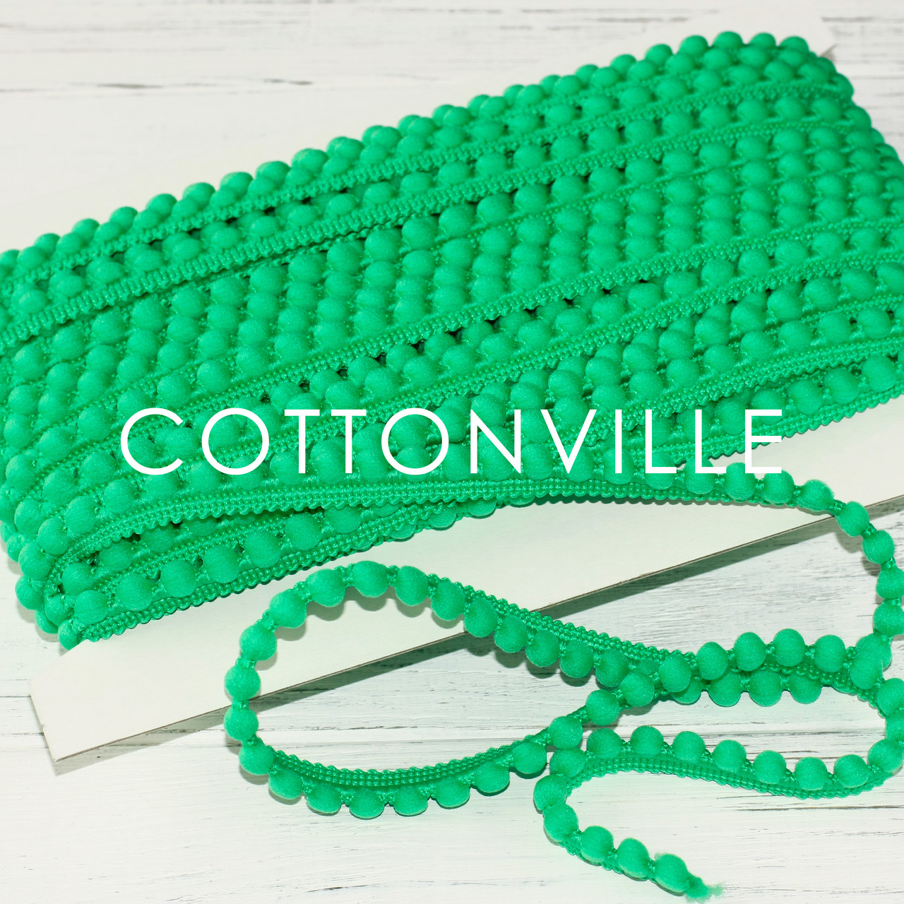 Тасьма з дрібними помпонами зелена