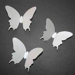 Інтер'єрні 3Д-наклейки Махаон Срібло (ПВХ наклейки, стікери декор 3d метелики з картону) матова Комплект 25