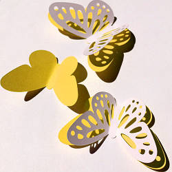 Декоративні 3d метелики набір Ажур (ПВХ наклейки, стікери декор двошарові метелики картон) матова