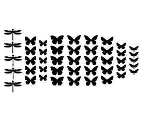 3d наклейки з картону 3Д декор набір Мікс (метелики, бабки метелики) матова Комплект 25 шт.