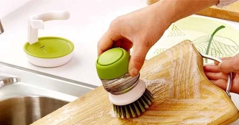 Щетка для мытья посуды JESOPB с дозатором для моющего средства - фото 4 - id-p786095384