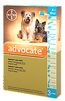 Адвокат от 4-10кг Advocate капли для собак (упаковка 3пипетки )