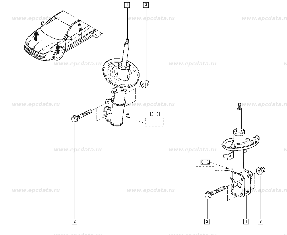 Амортизатор передній на Renault Laguna III 2009- (543020011R) Оригінал
