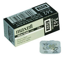 Часова сріблясто-цинкова батарейка 362 Maxell SR-721SW 1/card 10/box