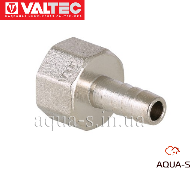 Штуцер для шланга Valtec DN 1/2"х16 мм. латунь нікельована (Італія) VTr.654.N.0416
