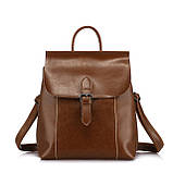 Рюкзак сумка трансформер жіночий шкіряний з пряжкою (коричневий), фото 2