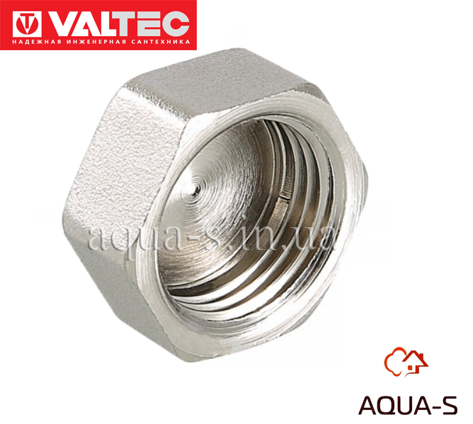 Заглушка нарізна Valtec DN 1/2" латунь нікельована (Італія) VTr.590.N.0004