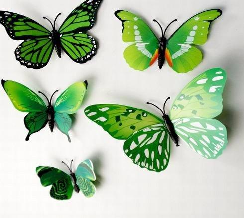 Набір метеликів із магнітом 12 шт (зелені)