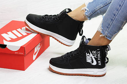 Зимові підліткові(жіночі) кросівки Nike Air Force,чорно-білі 36р, фото 2