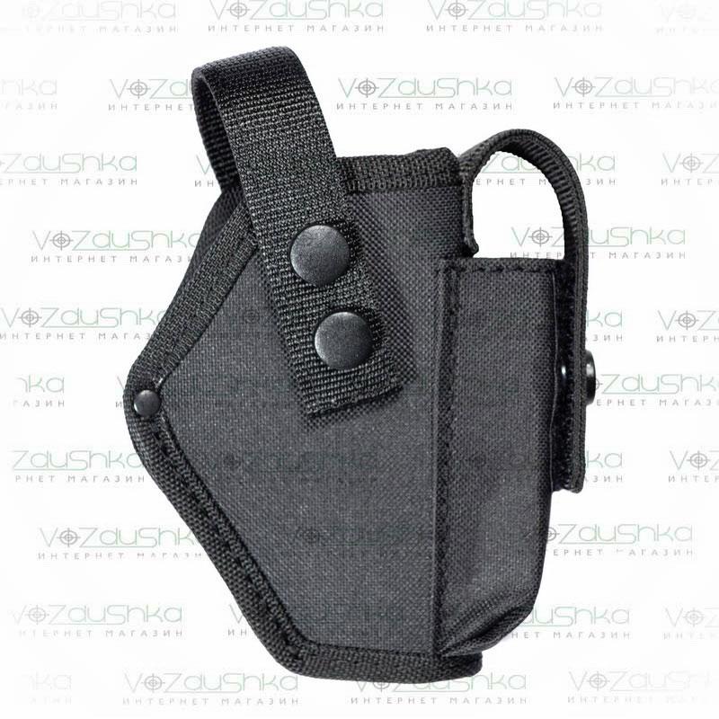 Кобура поясна Форт 12 з чохлом для магазину, чорна тканина Оксфорд