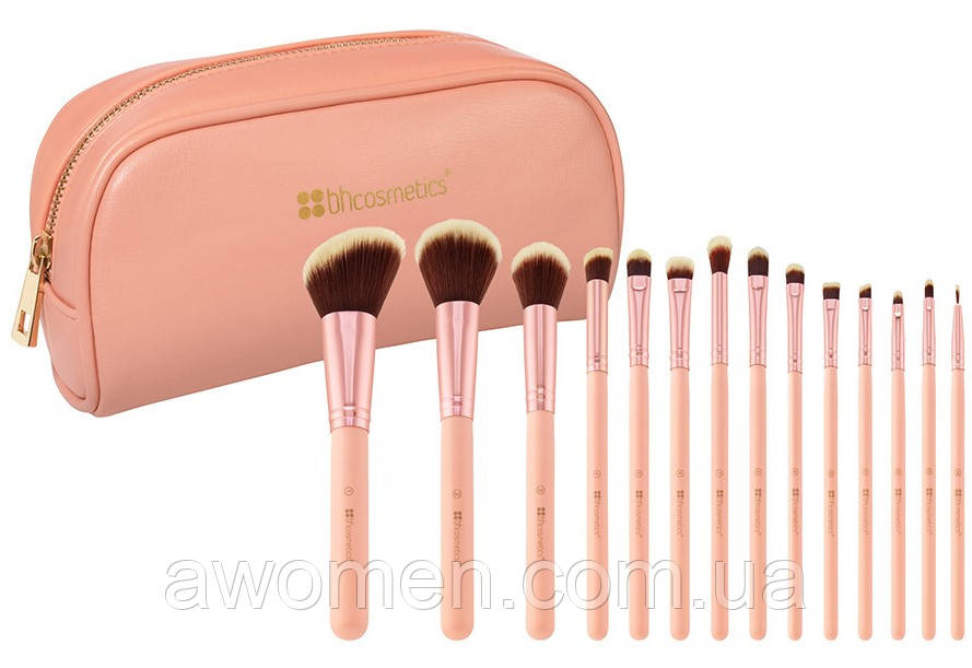 Набір пензлів для макіяжу BH Cosmetics BH Chic Brush Set with Cosmetic Case (14 штук), фото 1