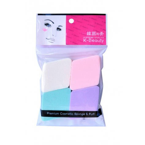 Спонж косметичний в інд. пак "Ромб" K-Beauty 4 шт (400017), фото 1