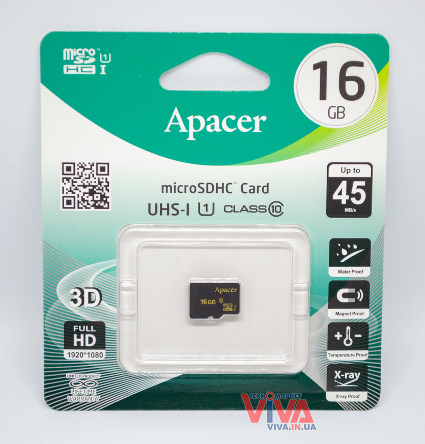 Карта пам'яті Apacer microSD 16 GB class 10 UHS-I U1 (AP16GMCSH10U1-RA)