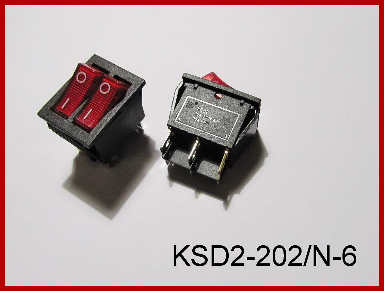 Перемикач консольний KCD2-202/N6, 250V,15A.
