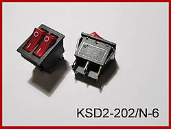 Перемикач консольний KCD2-202/N6, 250V,15A.