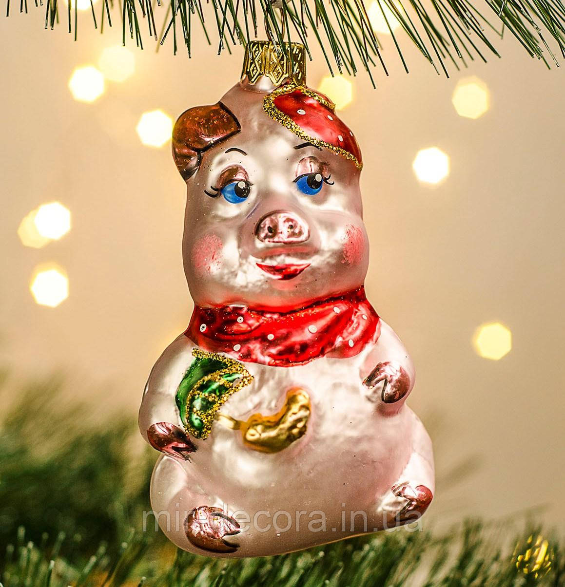 Формова скляна іграшка Порося, фото 1