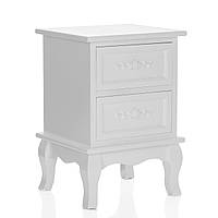 Тумба приліжкова біла з трояндами 2 ящики