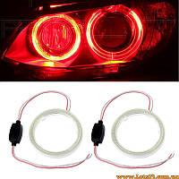 Ангельские глазки COB LED 80мм красные на фары БМВ ВАЗ Мазда Форд Шевроле Киа Ниссан Опель УАЗ Рено Шкода BMW