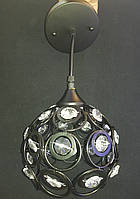 Подвесной светильник шар в черном цвете с елементами хрусталя