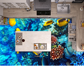 Наклейка для створення 3D підлоги 2 х 2 м (під замовлення будь-який розмір) із захисною ламінацією (БП-pol_wt041), фото 3