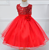 Платье красное бальное выпускное нарядное для девочки за колено.