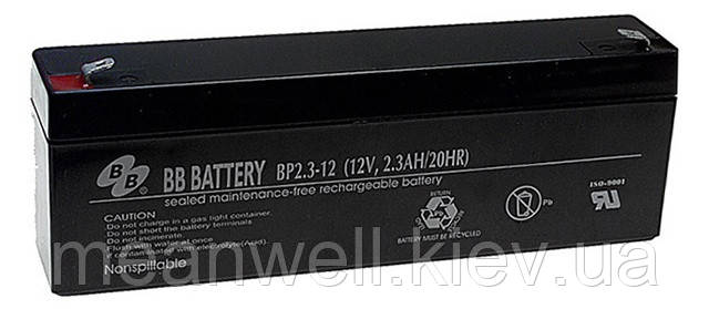 Акумуляторна батарея B.B. Battery BP2,3-12 / T1 12в, 2,3Ач (AGM), фото 1