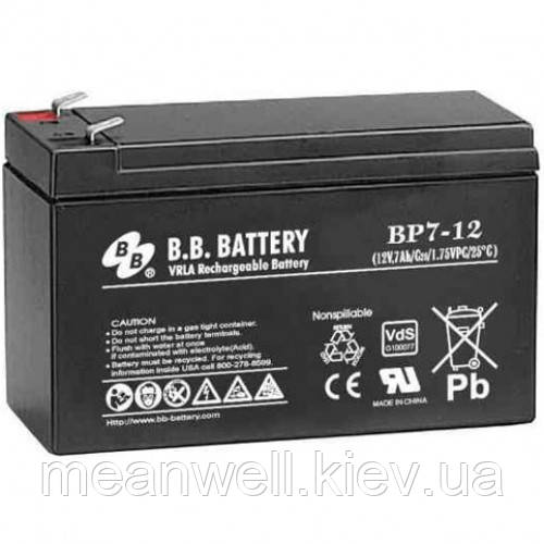 Акумуляторна батарея B.B. Battery BP7.2-12 / T2 12в, 7,2Ач (AGM), фото 1