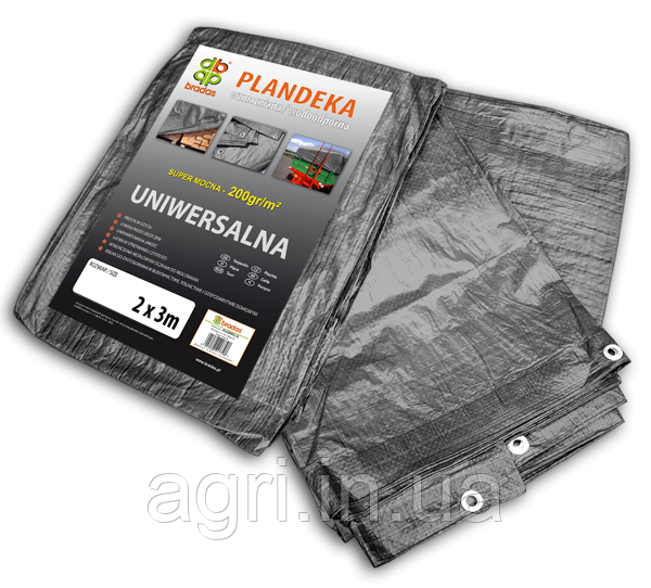 Тент (тарпаулін) GRAY 3 x 5 м, 200 г