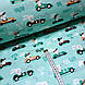 Бавовняна тканина польська зайці в машинках на світло-м'ятному (0447), фото 2