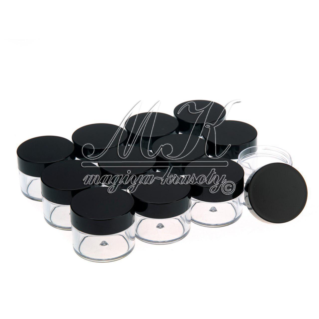 Набір баночок прозорих із чорною кришкою, 12 шт.