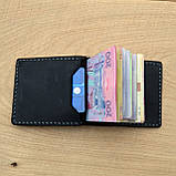 Чорний затискач для грошей із двома внутрішніми кишенями Mr.Falke, фото 6