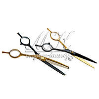 Набір ножиць для стриження та філірування "Естет", чорні із золотом