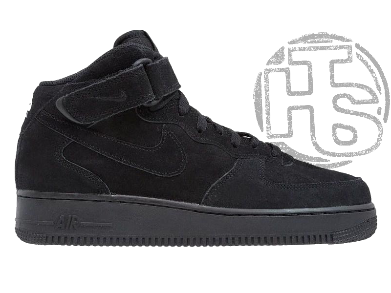 Nike Air Force 1 Mid Triple Black Suede 315123 036 High Top Store 787137148