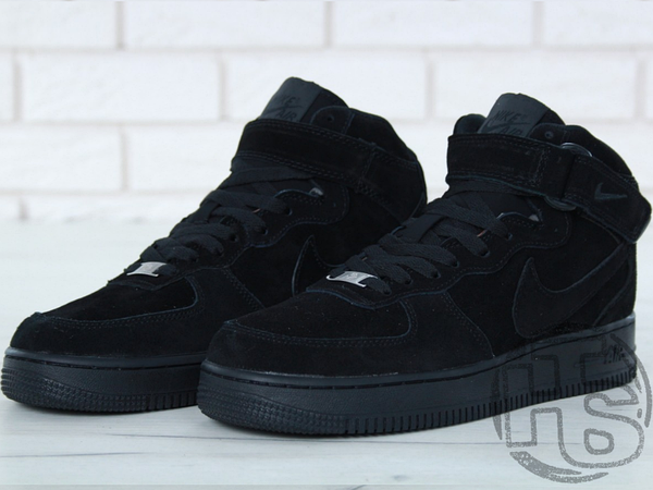 Nike Air Force 1 Mid Triple Black Suede 315123 036 High Top Store 787137148