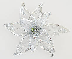 Квітка пуансеттії "Розкіш" напівпрозорий срібний, 23*23см