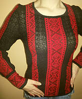 Вишиванка жіноча Ромби червоні (чорне х/б)