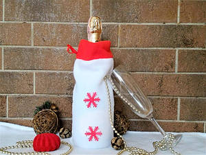 Новорічний мішок для пляшку Сніжинка 