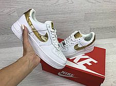 Підліткові, жіночі кросівки Nike air force,білі з золотим 36,38 р, фото 3