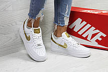 Підліткові, жіночі кросівки Nike air force,білі з золотим 36,38 р, фото 3