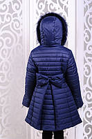 Куртка детская для девочки зима Марианна джинс 122,128см натуральный мех енот, капюшон