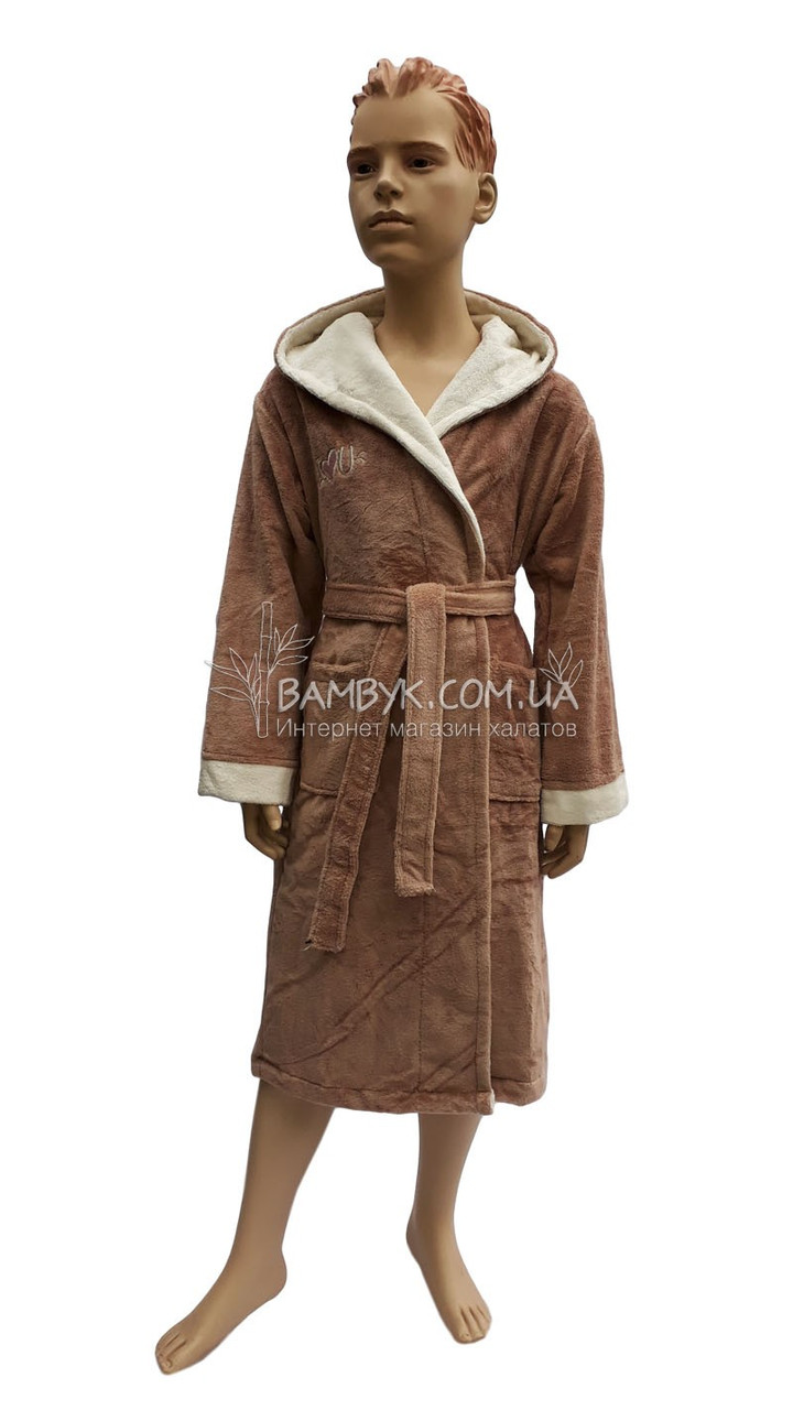 Підлітковий халат для дівчинки Bellezza by Ebru кавового кольору (бамбуковий) No 2033