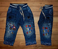 Утепленные джинсы для мальчика Машинист 6-18 м