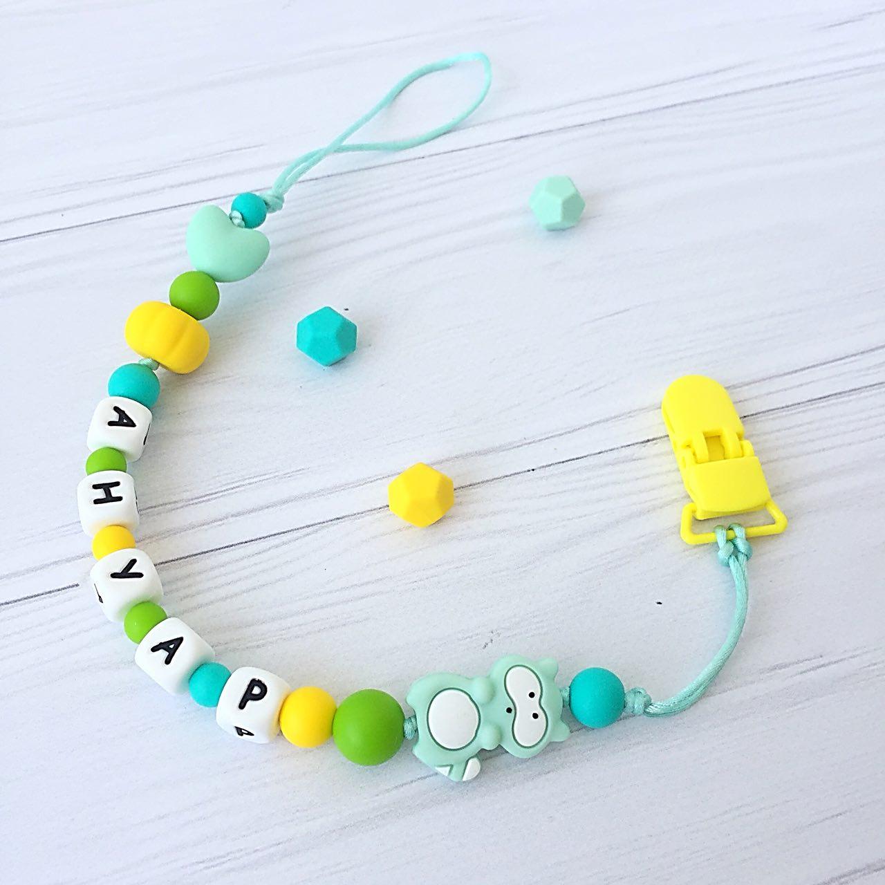 Іменний тримач для пустушки, для соски силіконовий, фото 1