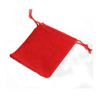 Мешочек для подарков с затяжкой, бархатистая ткань, красный цвет, размер 7х9 см