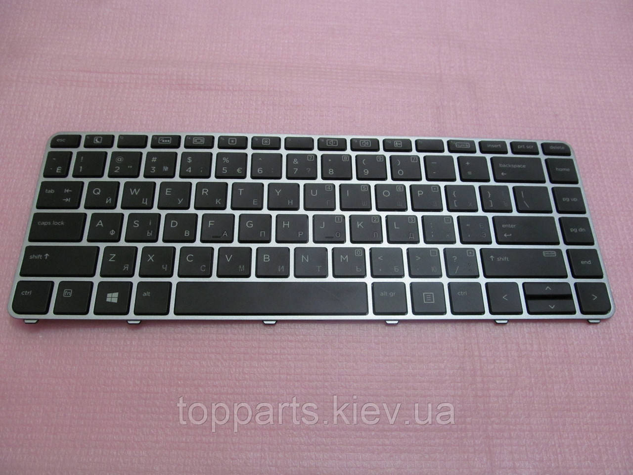 Клавіатура для ноутбуків HP EliteBook Folio 1040 G3 чорний з сріблястою рамкою, з подсветкойRU/US