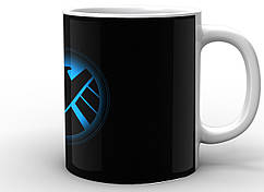 Кухоль Geek Land білі Агенти Щ.И.Т Agents of S.H.I.E.L.D. логотип на чорному тлі AS.02.020