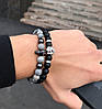 Чоловічий браслет із натуральних каменів, кам'яний браслет, чорний браслет Knight, фото 3